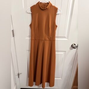 Calvin Klein Sleeveless Burnt Orange Midi Dress